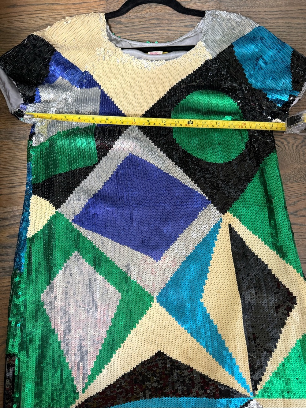 Catherine Malandrino Gold, Green & Black Sequin Dress, like new size 10. - Picture 5 of 6